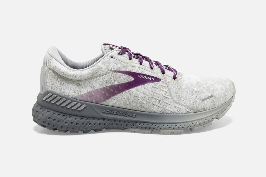 Brooks Israel Adrenaline GTS 21 Road Running Shoes Womens - White/Purple - VJD-294875